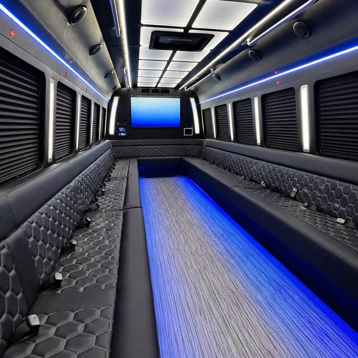 bronx 50 passenger party bus inside